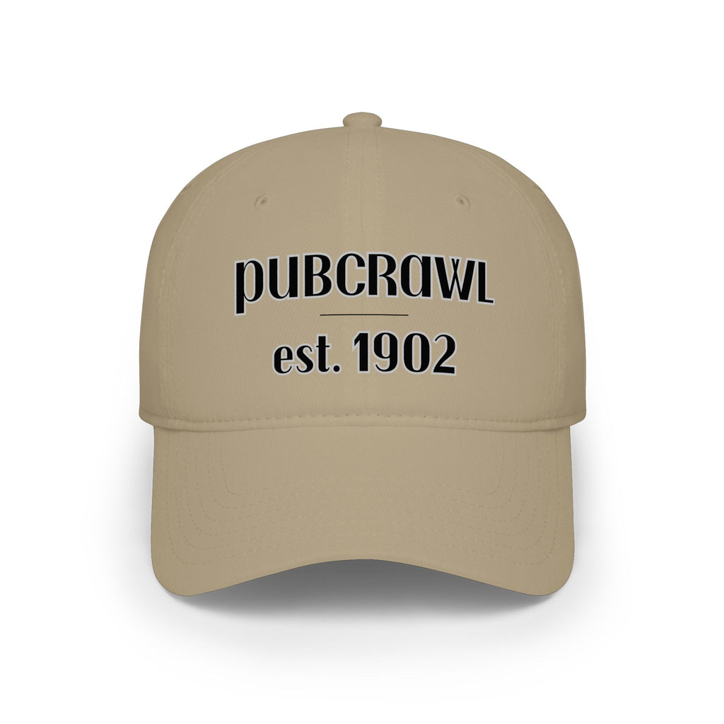 PUBCRAWL est. 1902 Cap | Embroidered Baseball Hat | Black Lettering