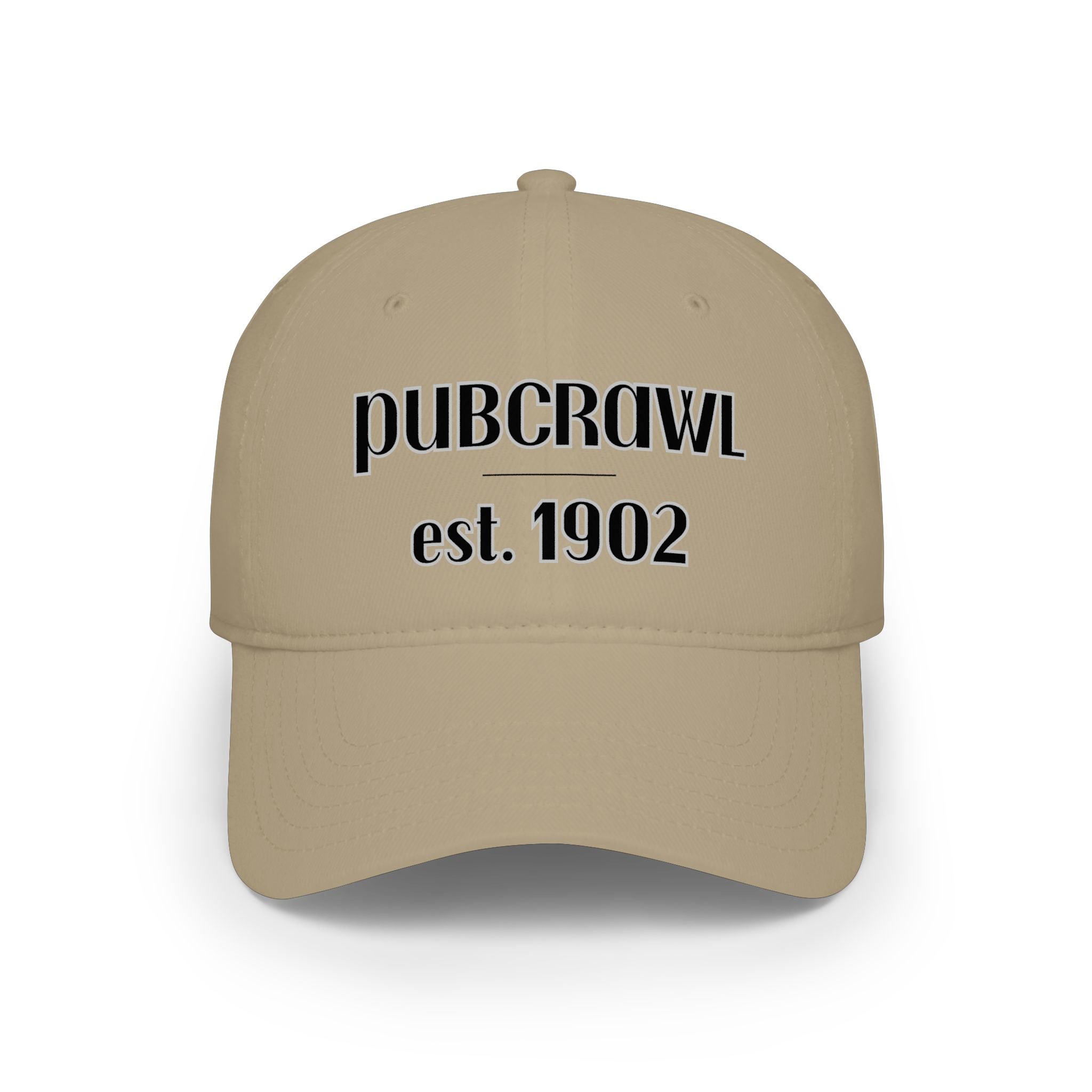 PUBCRAWL est. 1902 Cap | Embroidered Baseball Hat | Black Lettering