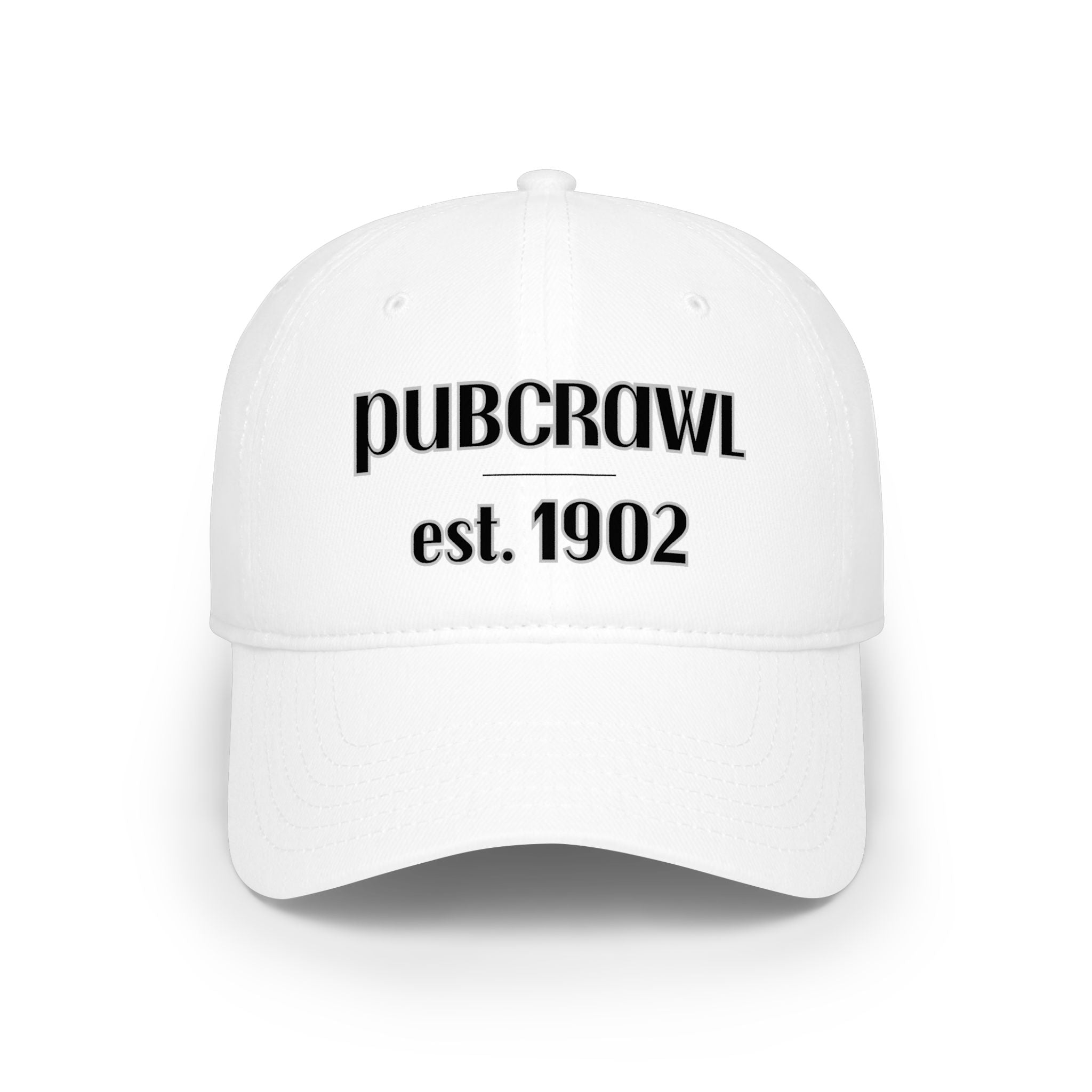 PUBCRAWL est. 1902 Cap | Embroidered Baseball Hat | Black Lettering