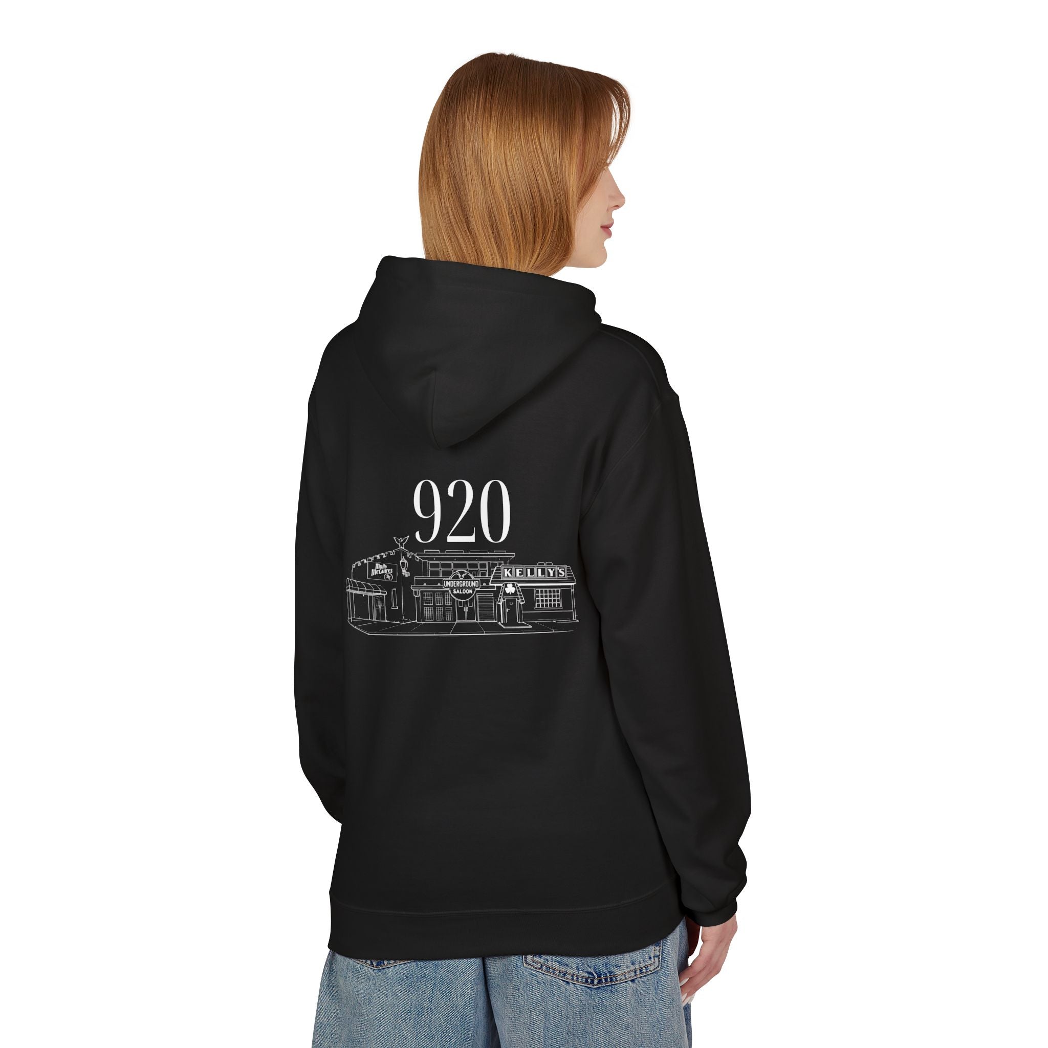 920 Pub Crawl Hoodie | Oshkosh Bar Design | White Lettering
