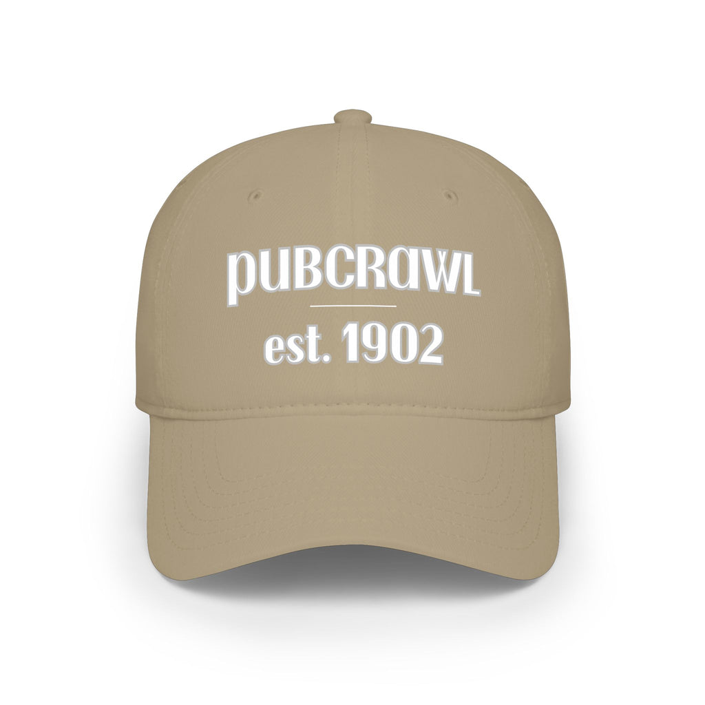 PUBCRAWL est. 1902 Cap | Embroidered Baseball Hat | White Lettering