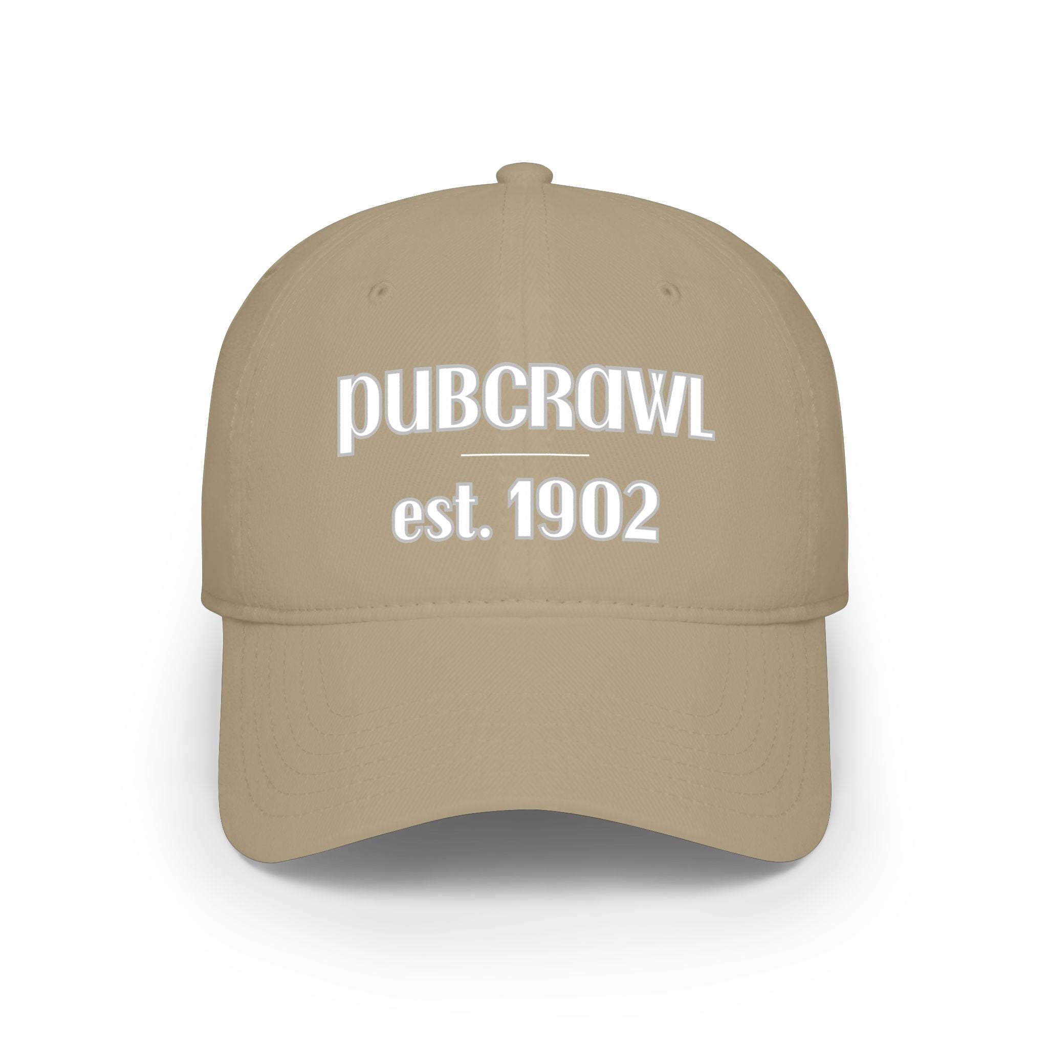 PUBCRAWL est. 1902 Cap | Embroidered Baseball Hat | White Lettering