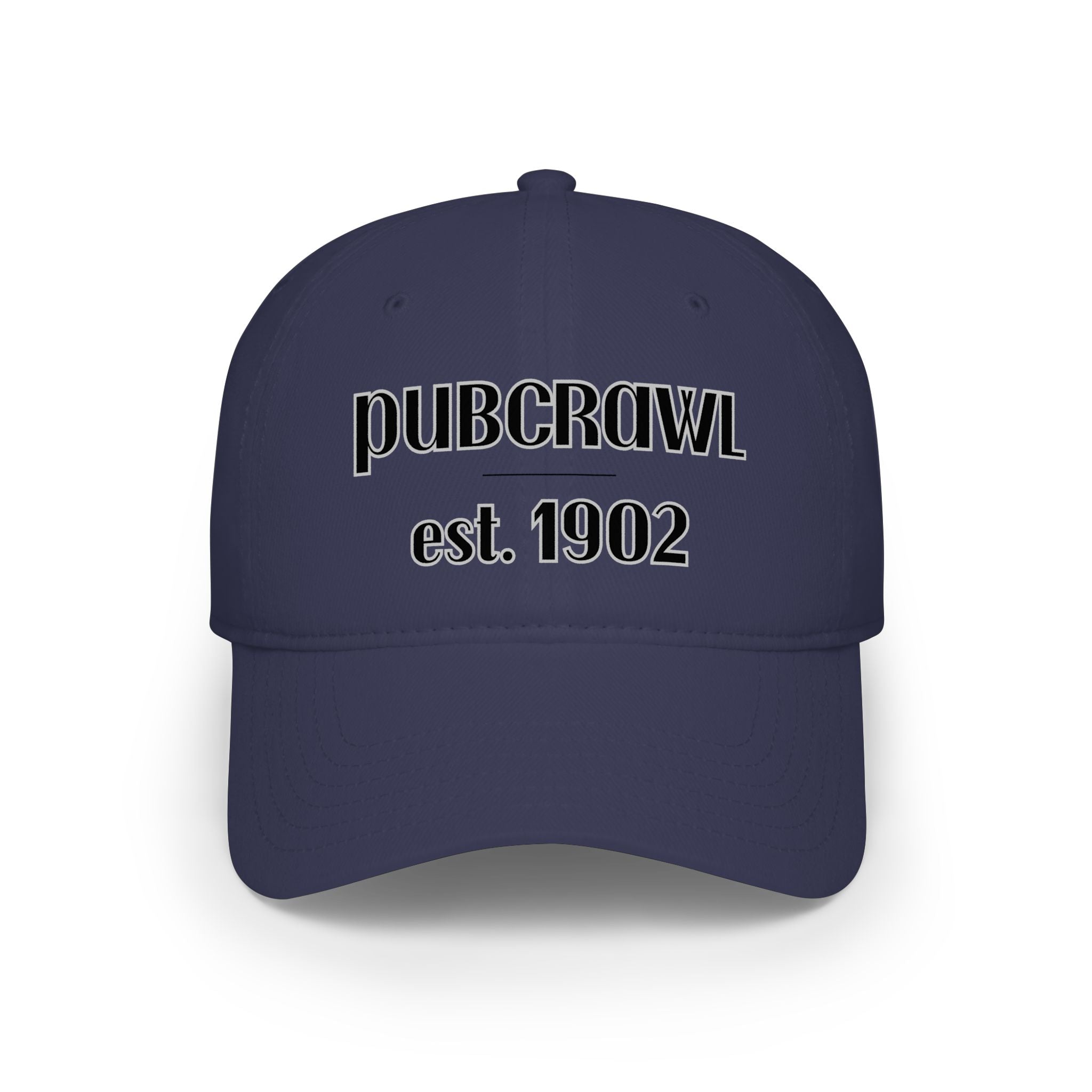 PUBCRAWL est. 1902 Cap | Embroidered Baseball Hat | Black Lettering