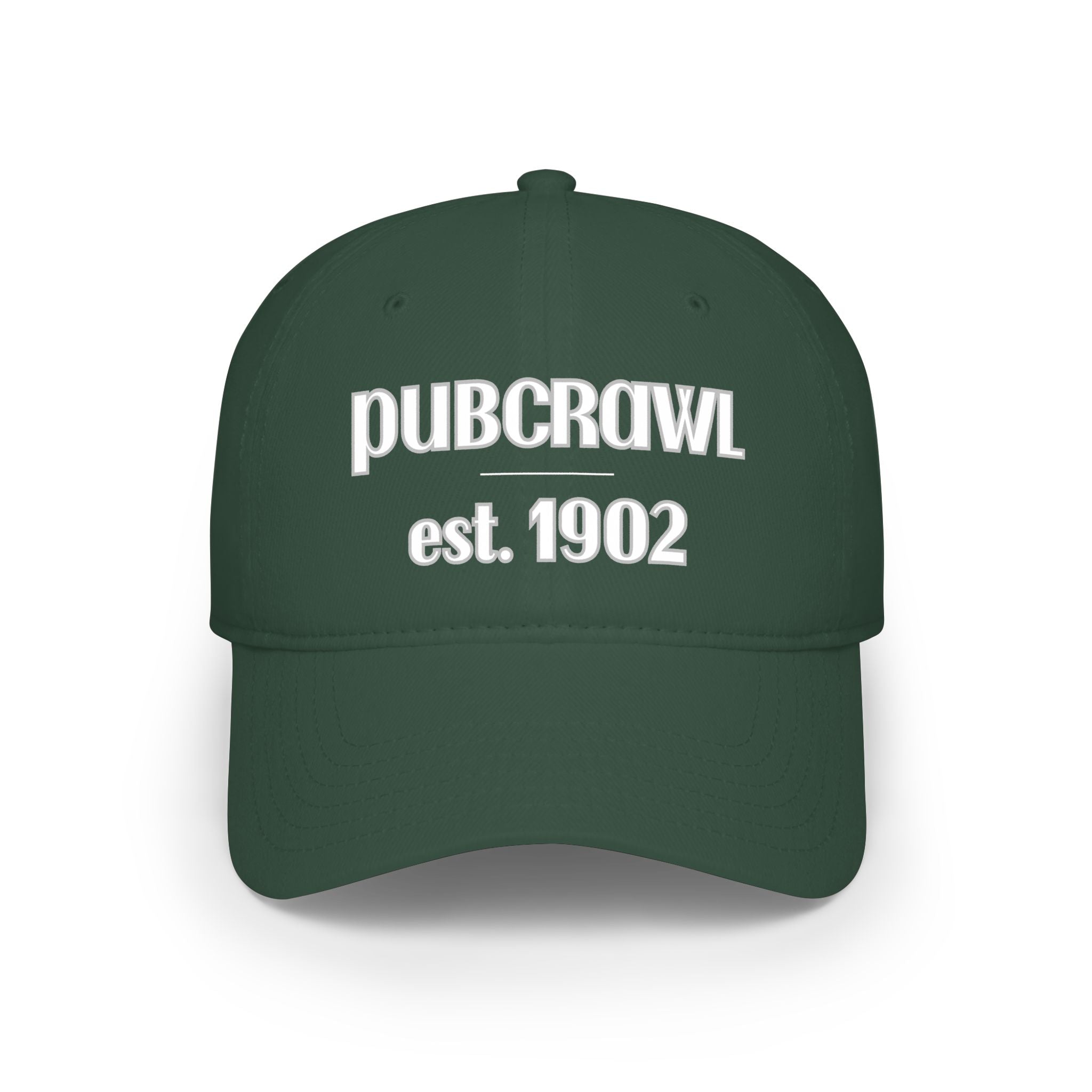 PUBCRAWL est. 1902 Cap | Embroidered Baseball Hat | White Lettering