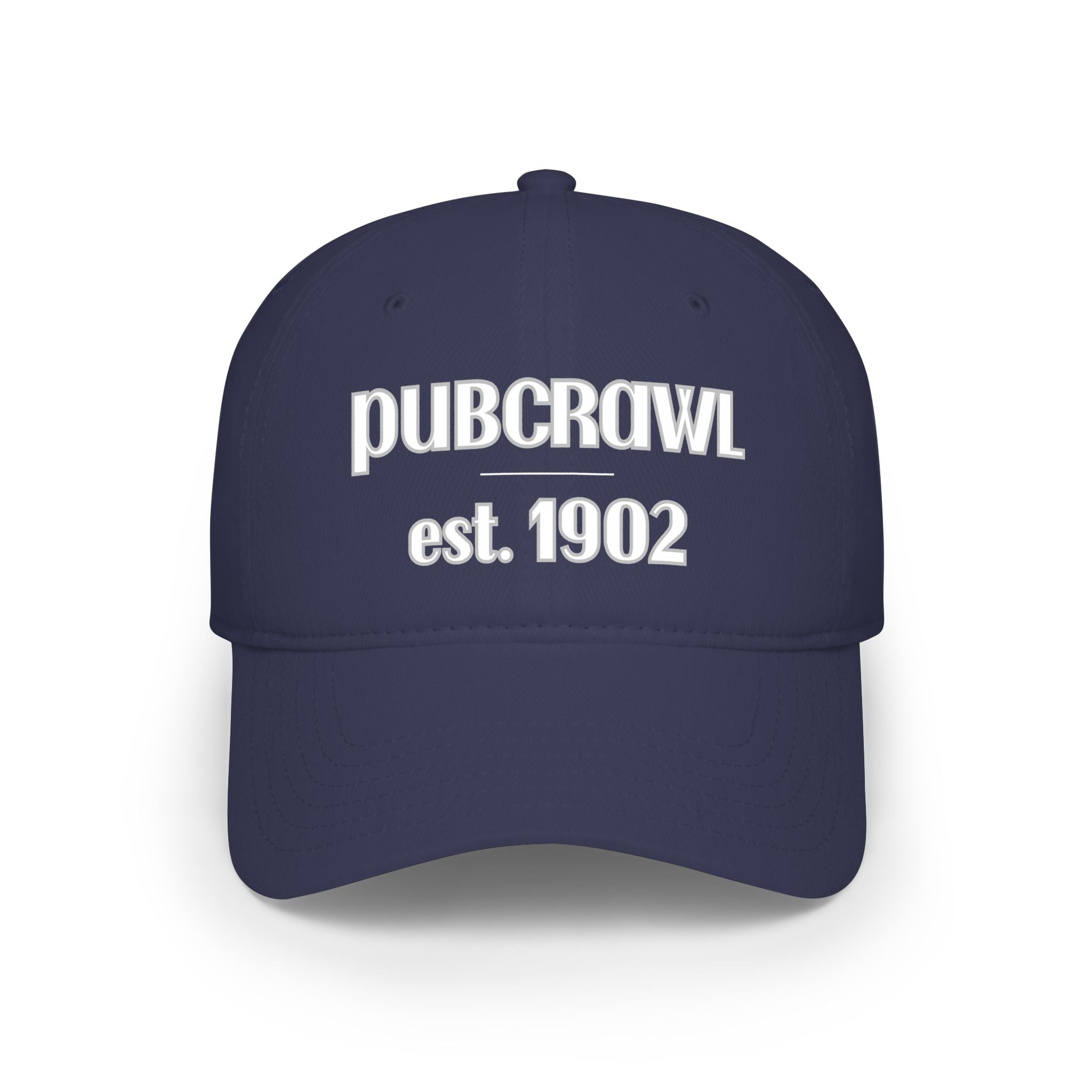 PUBCRAWL est. 1902 Cap | Embroidered Baseball Hat | White Lettering