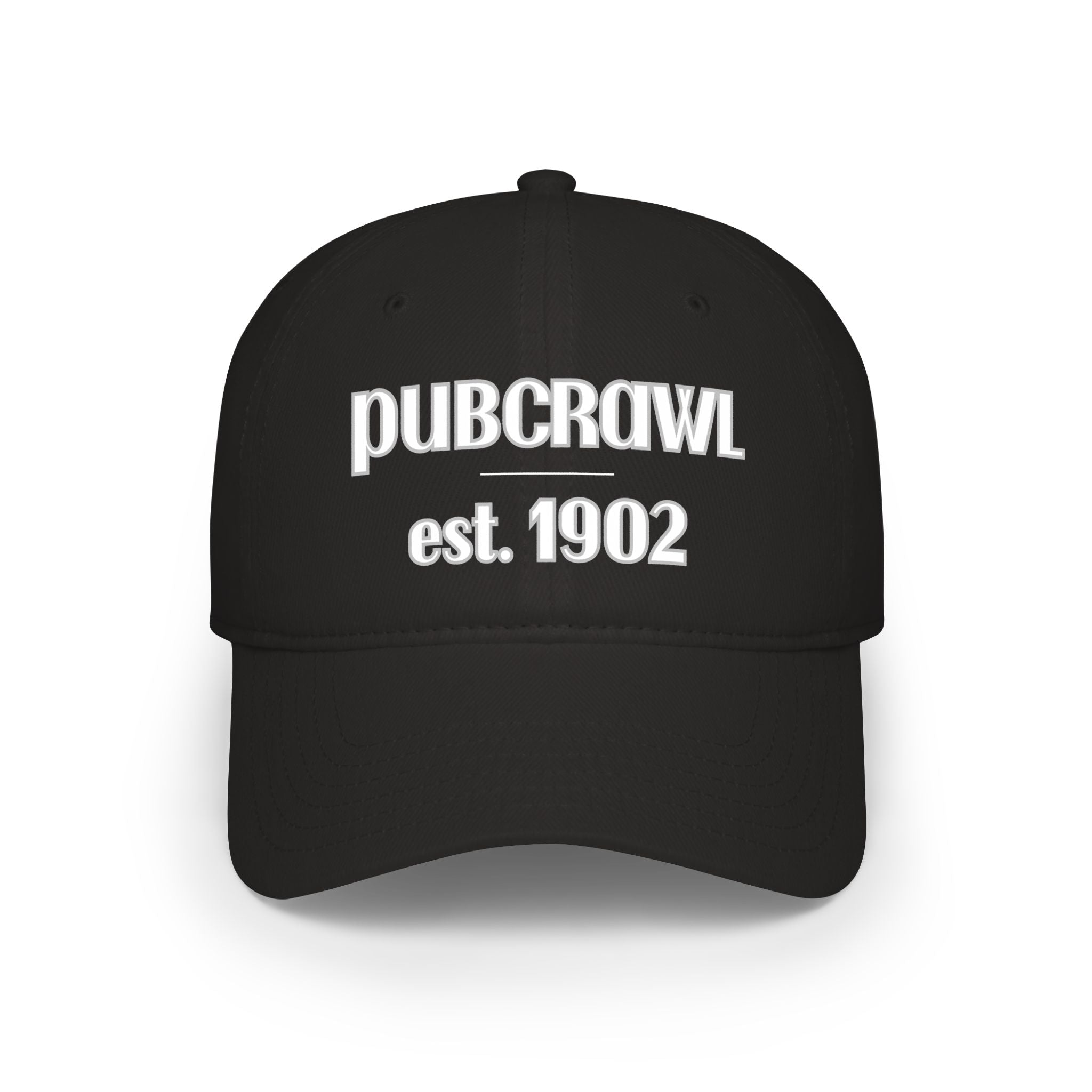 PUBCRAWL est. 1902 Cap | Embroidered Baseball Hat | White Lettering